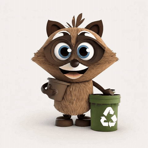 Reggie Recycle, the raccoon