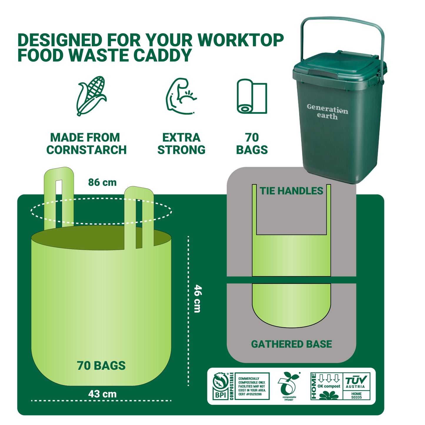 70pcs | 10L Food Waste Bags
