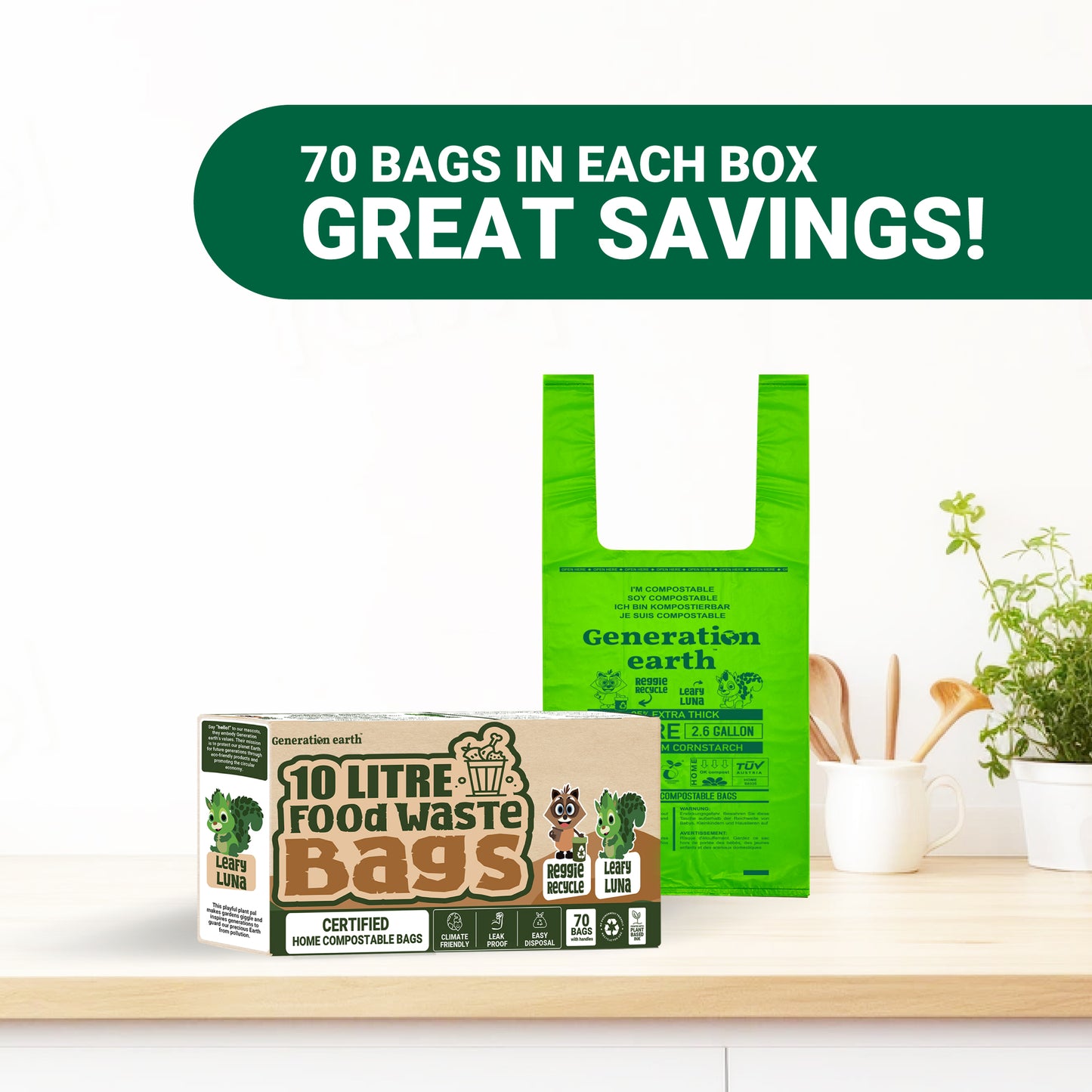 70pcs | 10L Food Waste Bags